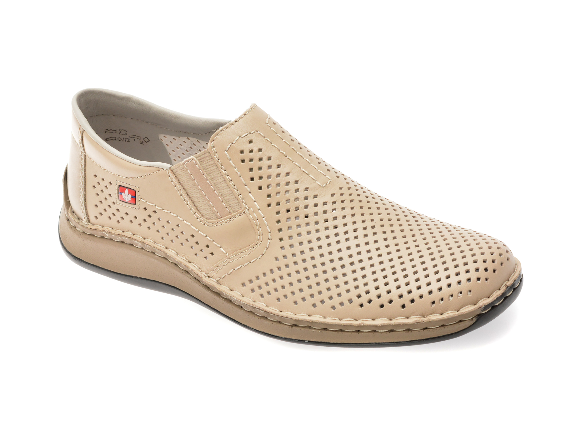 Pantofi RIEKER bej din piele naturală