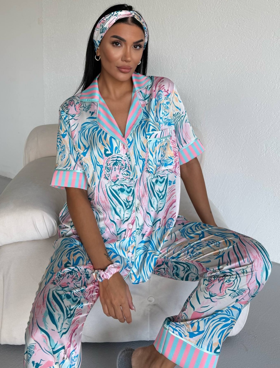 Set Pijama Dama 2 Piese Delis Satin Mat - imagine 3