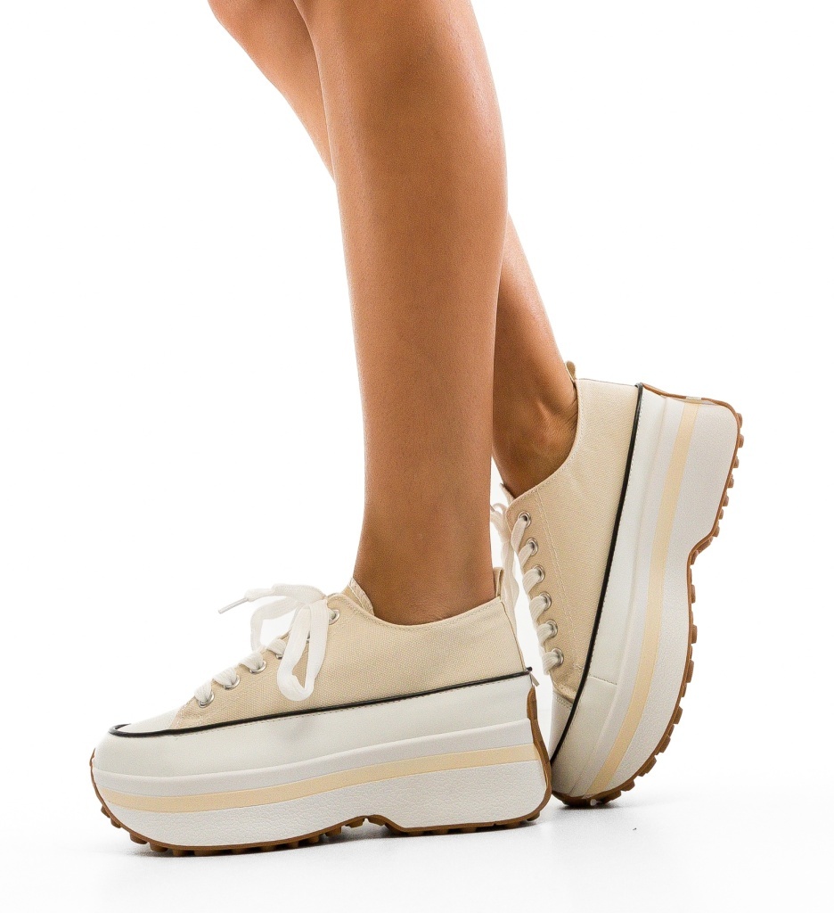 Sneakers Dama Marble Bej - Confort și Stil - imagine 3