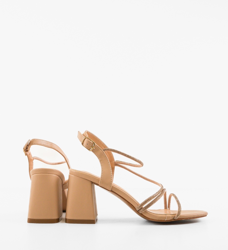 Sandale cu Toc Rolo Nude - Eleganță și Confort - imagine 3