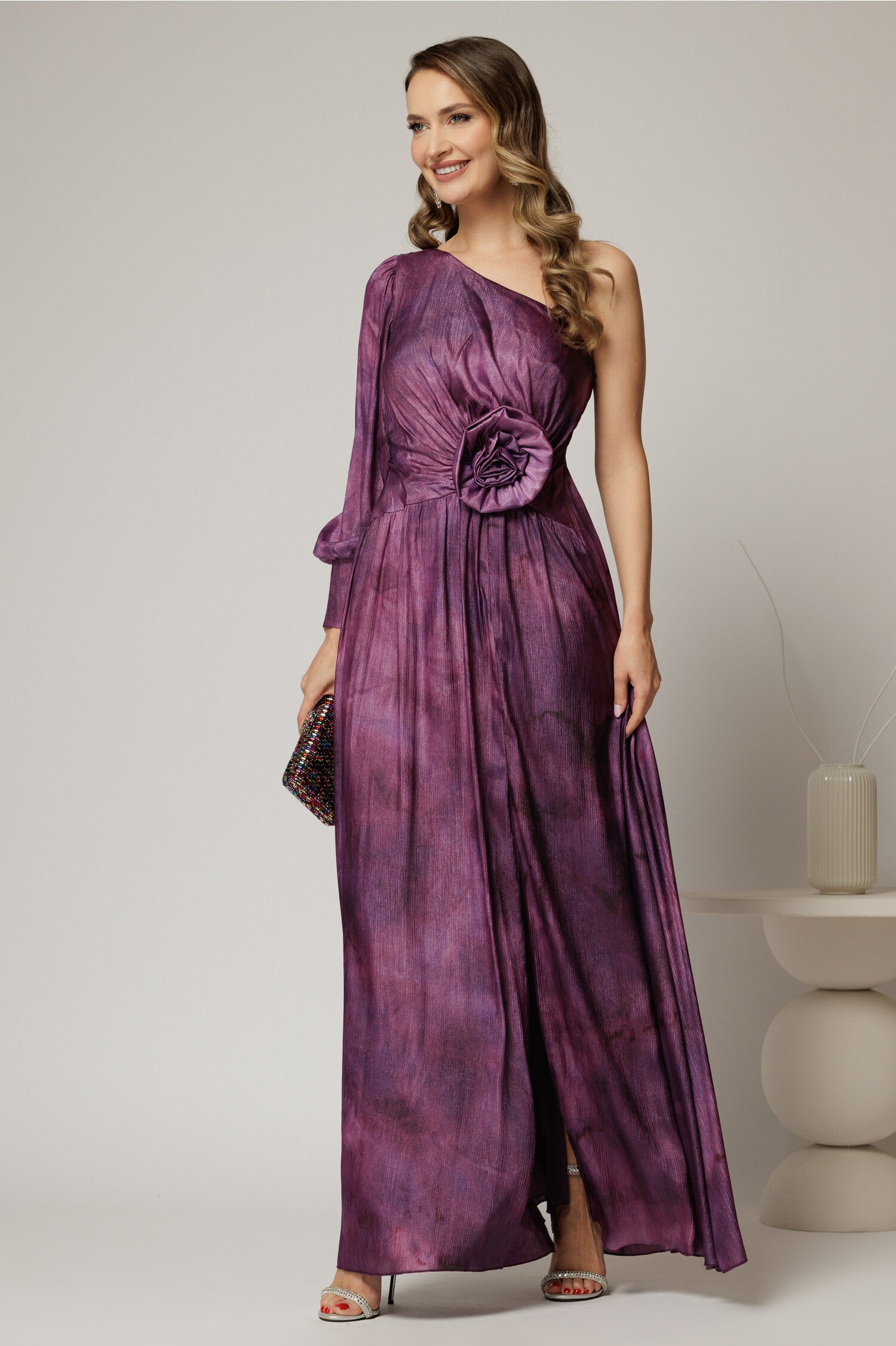 Rochie Noa mov satin din ocazie