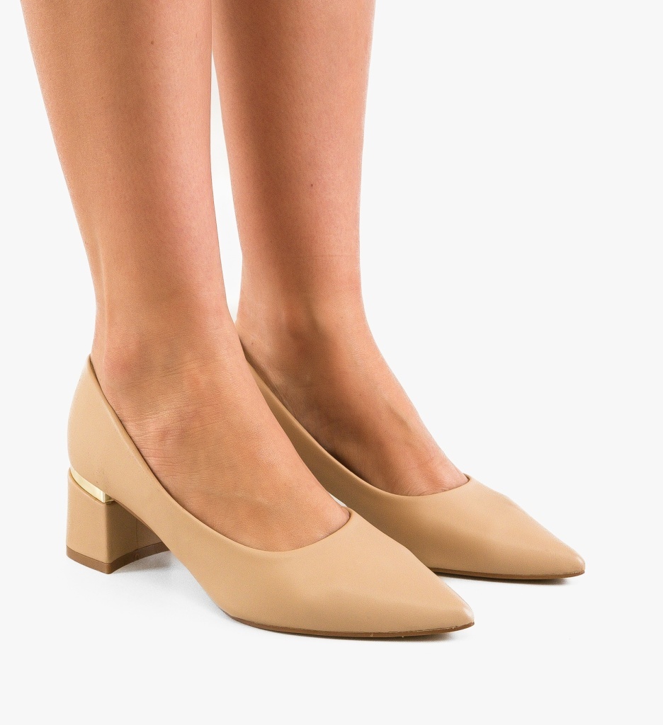 Pantofi Helen Bej cu Toc Eleganti - imagine 11