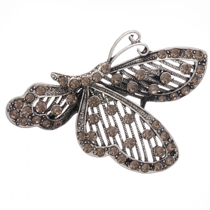 Brosă fluture argintie Shopika | Bijuterii elegante