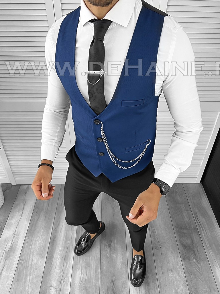 Vesta Barbati Eleganta Slim Fit Bleumarin
