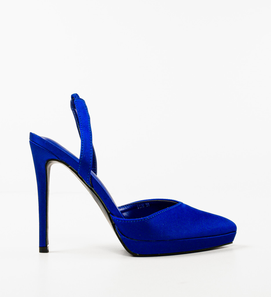 Pantofi Sisel Albastri Eleganți cu Toc - imagine 4