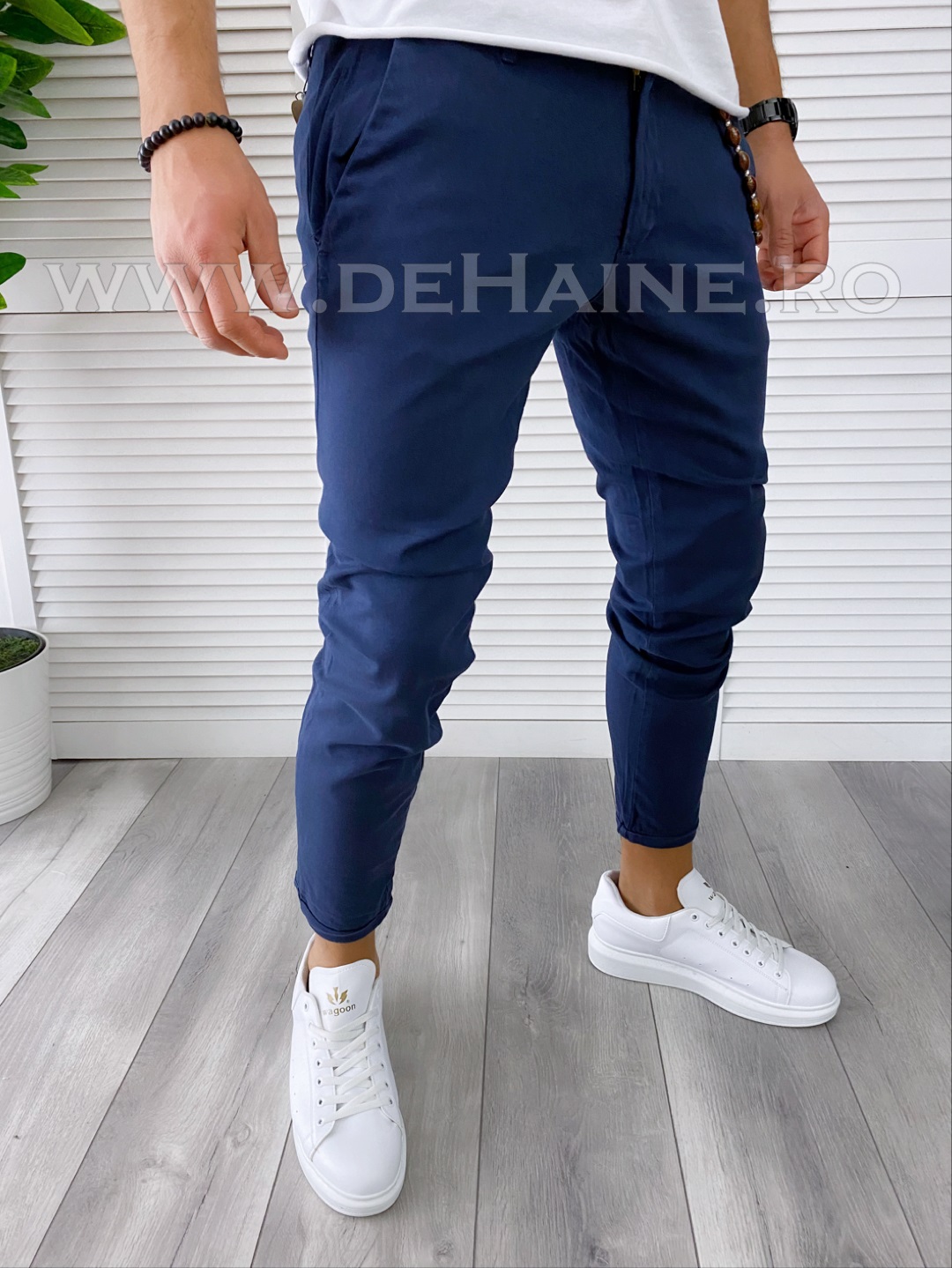 Pantaloni barbati casual bleumarin regular fit