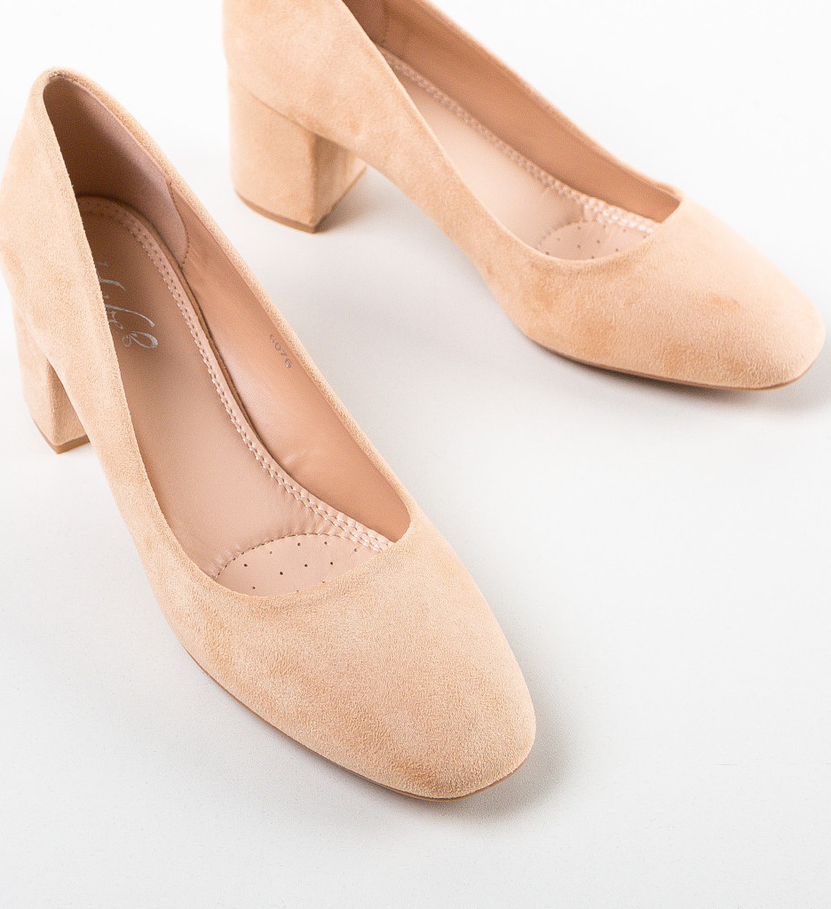 Pantofi Yerkam Bej cu Toc Eleganți - imagine 6
