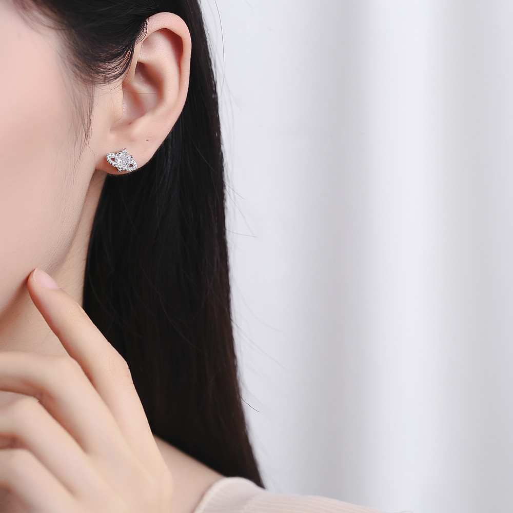 Cercei Argint Haifeng Inima cu Zirconiu - imagine 2