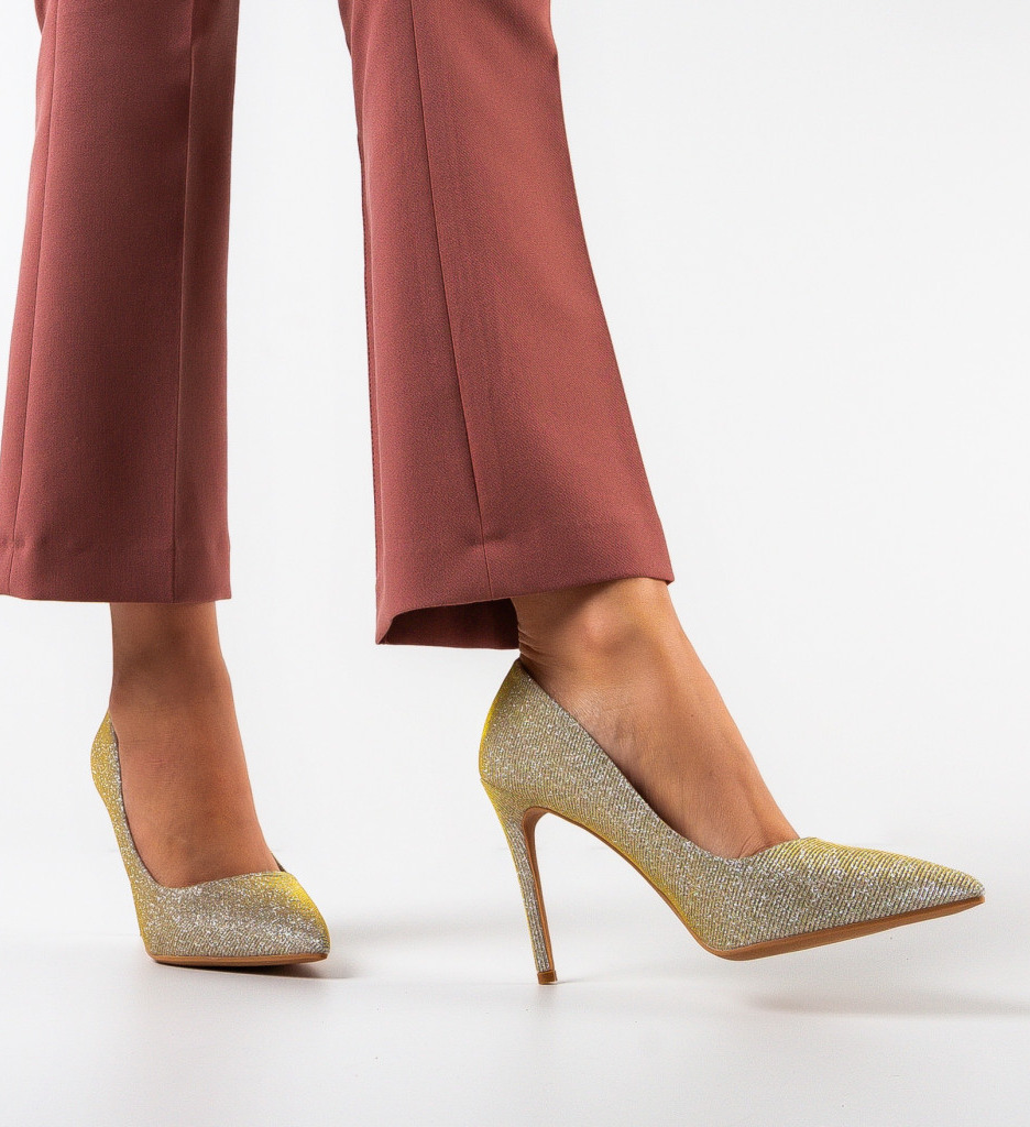 Pantofi cu Toc Aurii Sharp | Eleganță Maximă - imagine 2