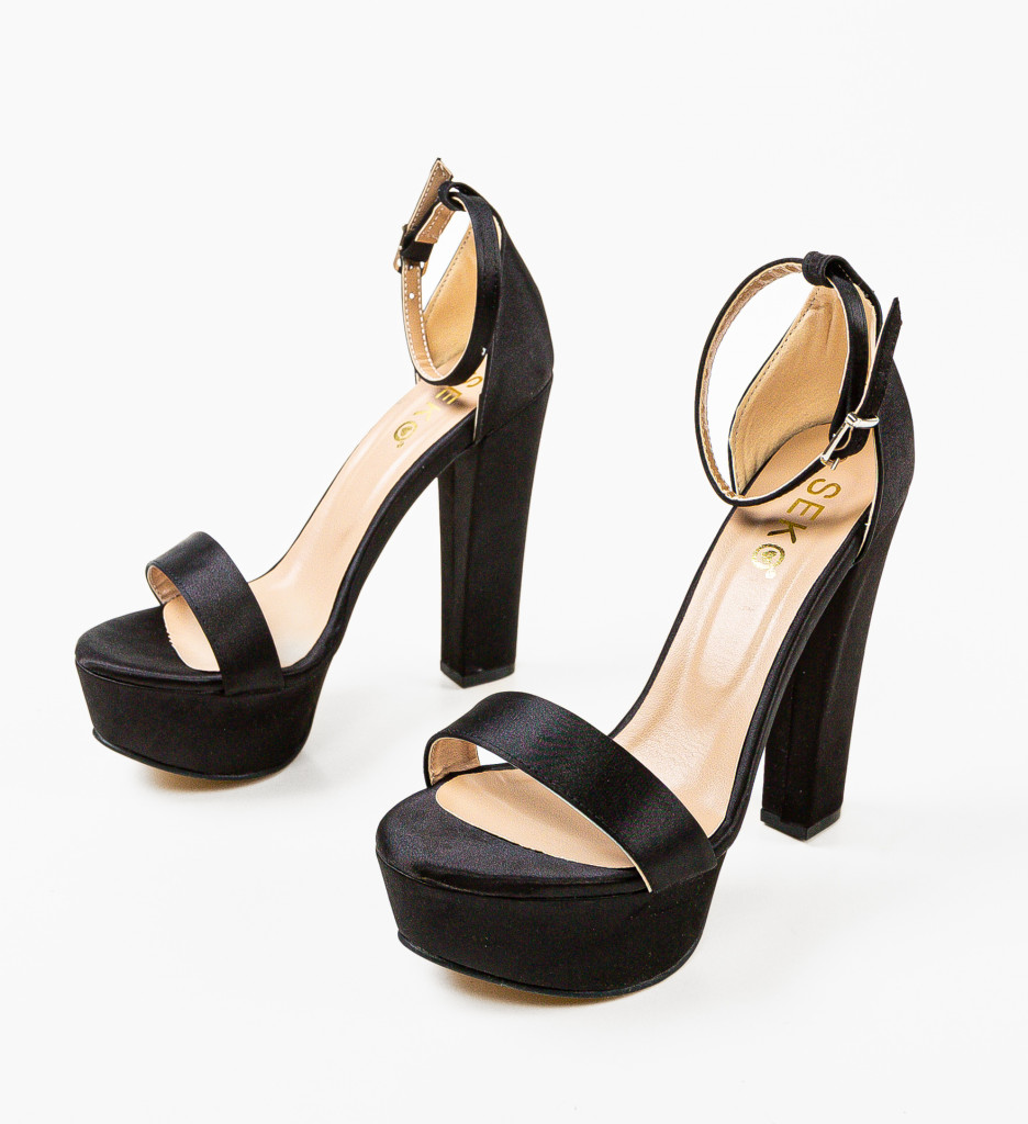Sandale Poly Negre cu Toc Elegante - imagine 4
