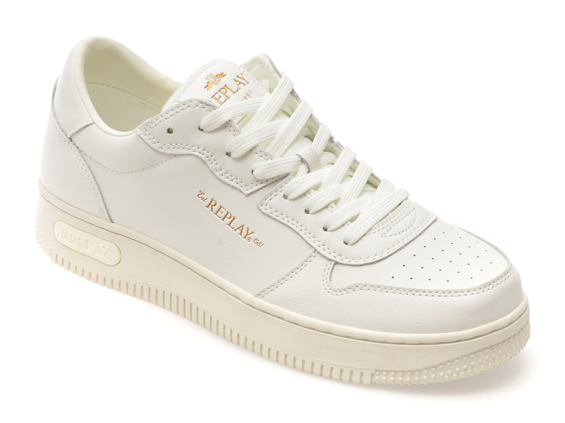 Pantofi REPLAY albi din piele naturală