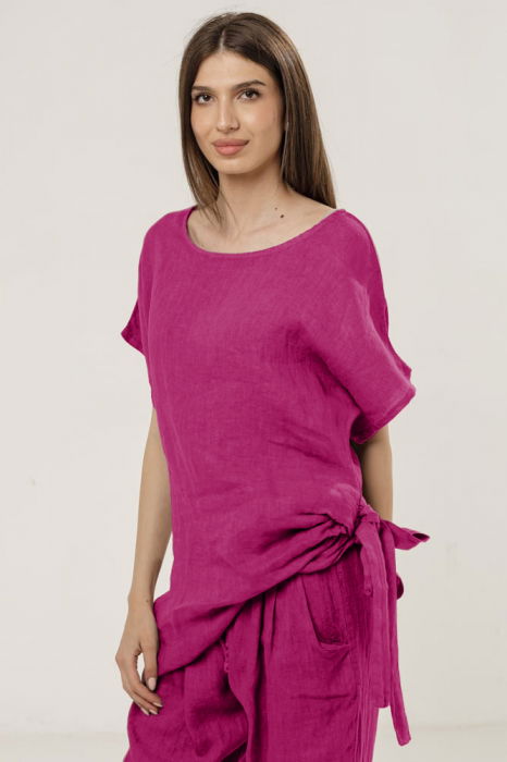 Bluză In Magenta cu Fundă | Shopika