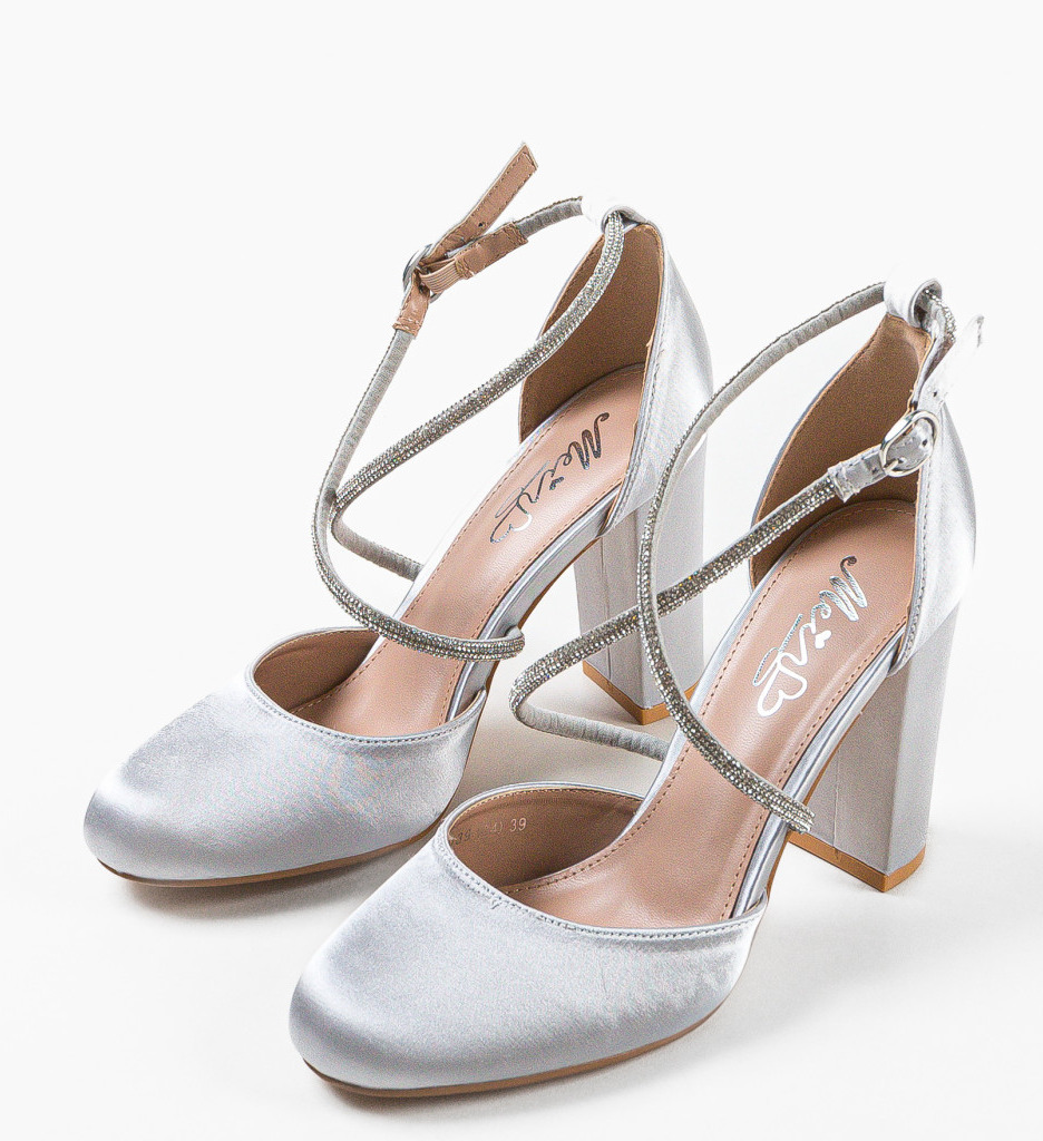 Pantofi dama Semnak Gri eleganți cu toc - imagine 6