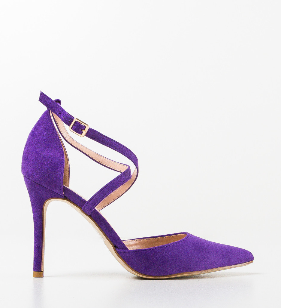 Pantofi dama Spatio Mov eleganti cu toc - imagine 5