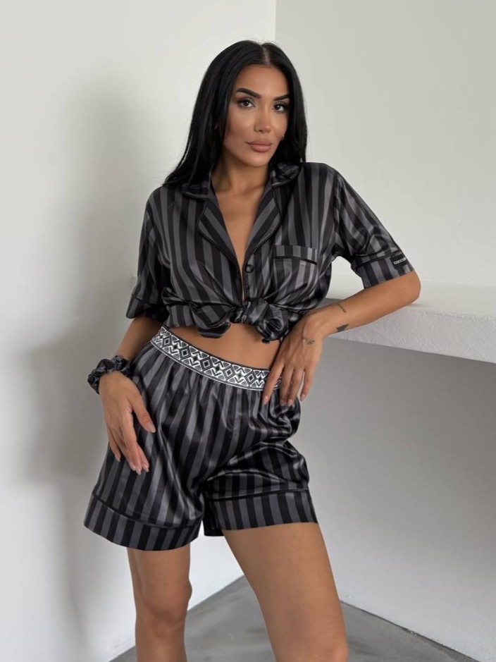 Set Pijama Dama 2 Piese Delis, Satin Sidefat - imagine 3
