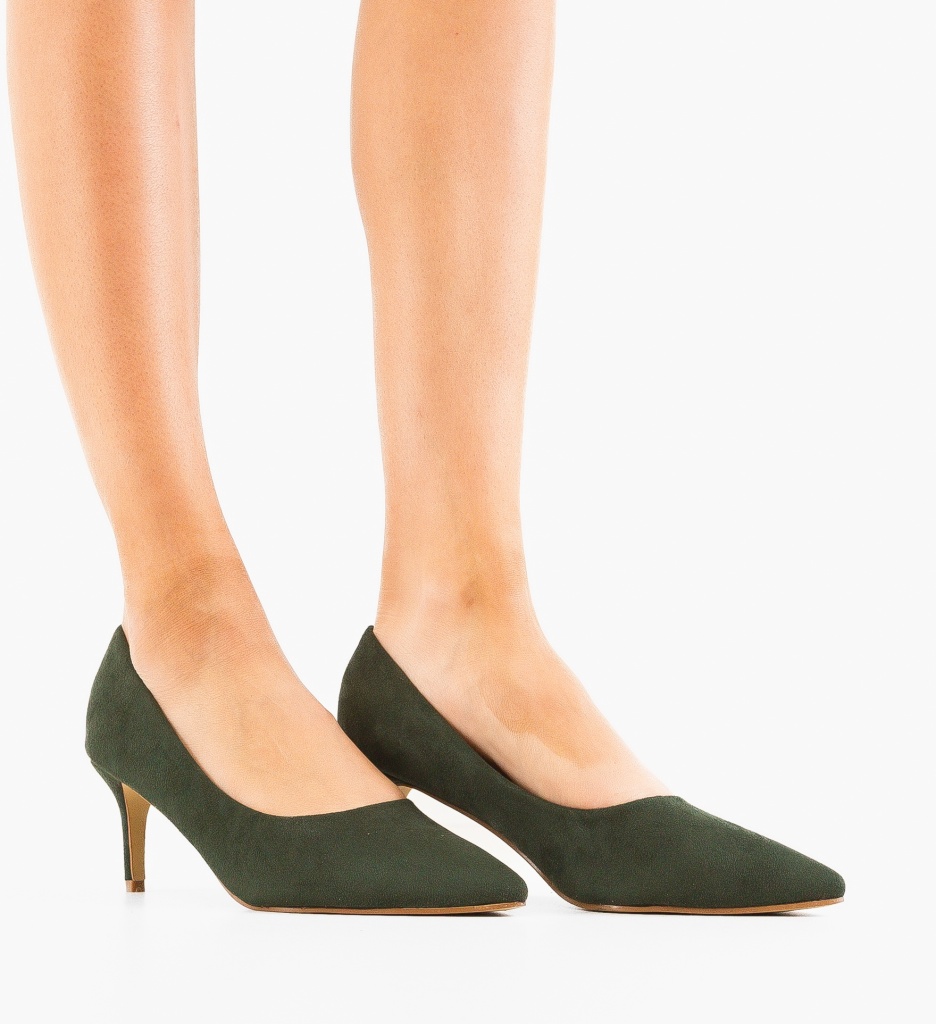 Pantofi Dama Eleganți cu Toc Verzi