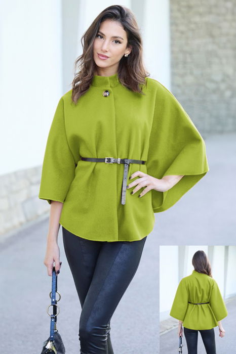 Jachetă Poncho Verde Oliv | Shopika