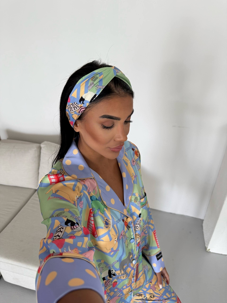 Set Pijama Delis 2 Bucăți Nasturi Multicolor - imagine 4