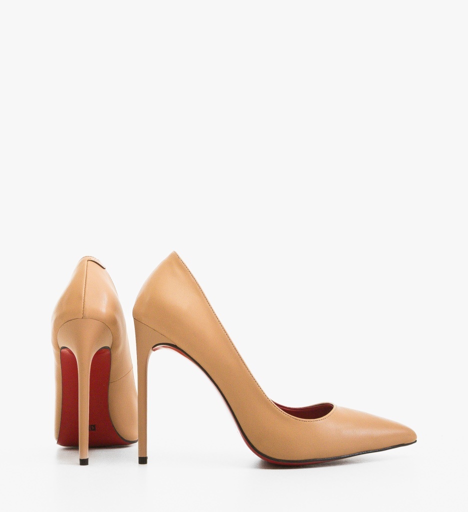 Pantofi Butyn Bej cu Toc Eleganți - imagine 4