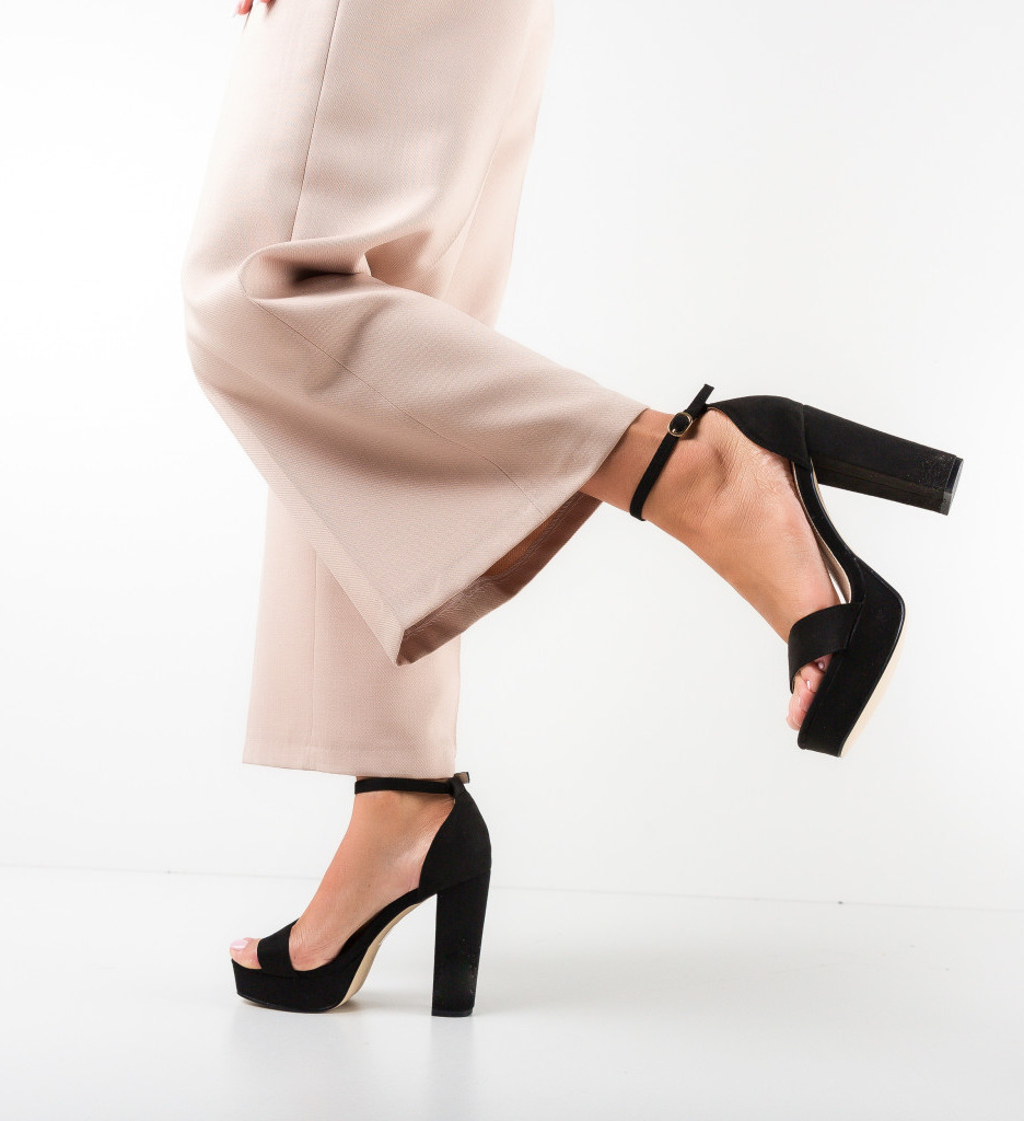 Sandale Dama Rasber Negre cu Toc Elegant - imagine 2