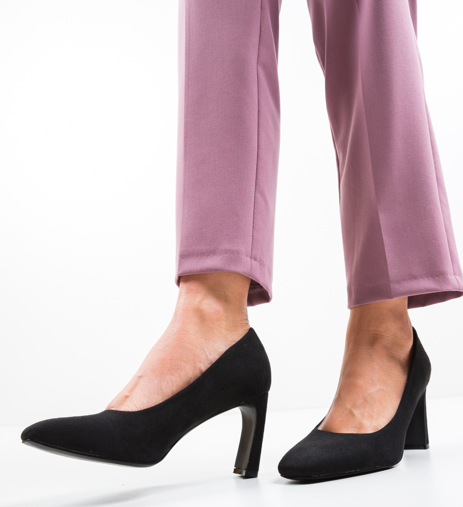 Pantofi Jolo Negri Eleganți cu Toc - imagine 4