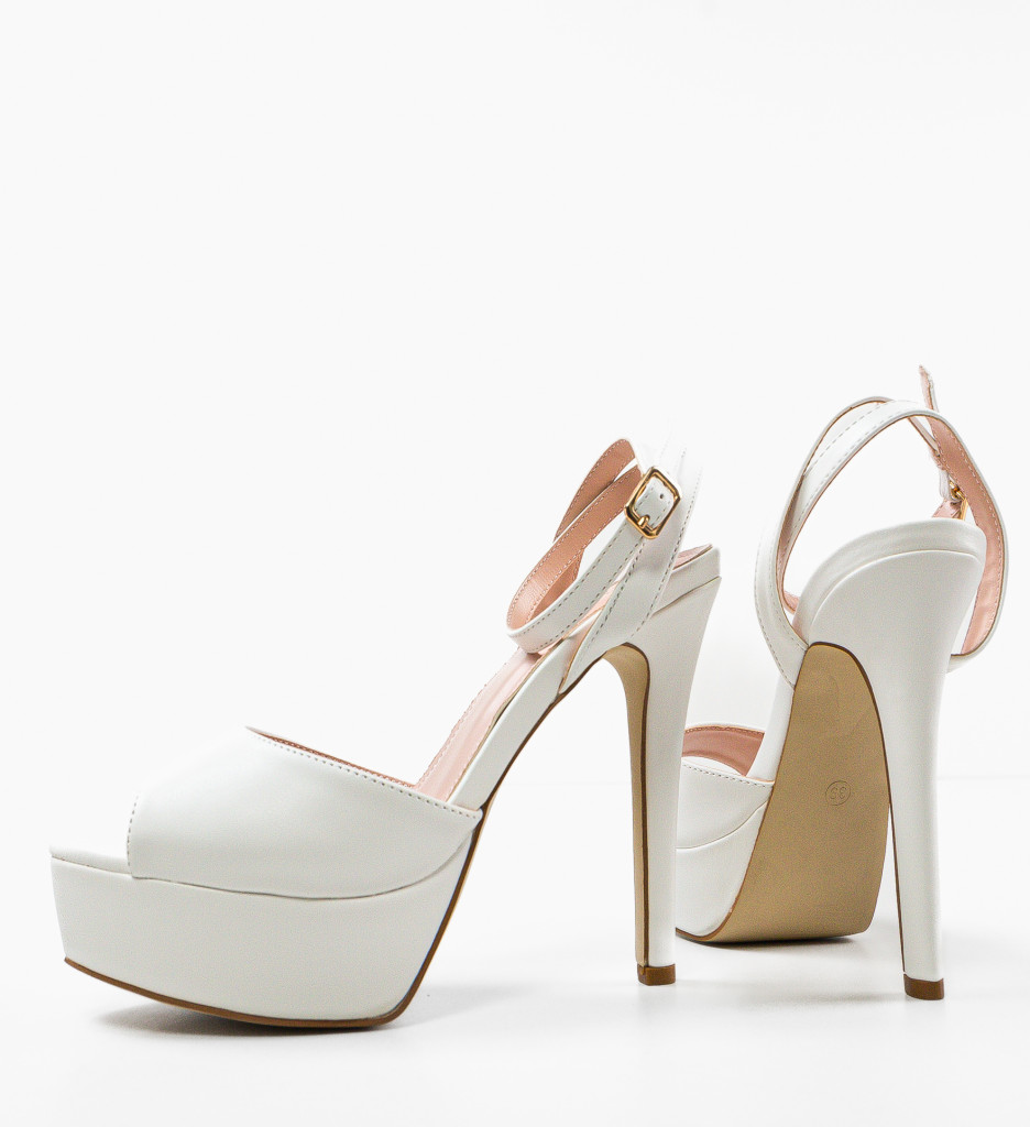 Sandale Toc Thyrza Albe Elegante - imagine 5