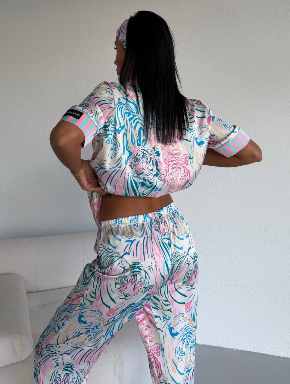Set Pijama Dama 2 Piese Delis Satin Mat - imagine 4