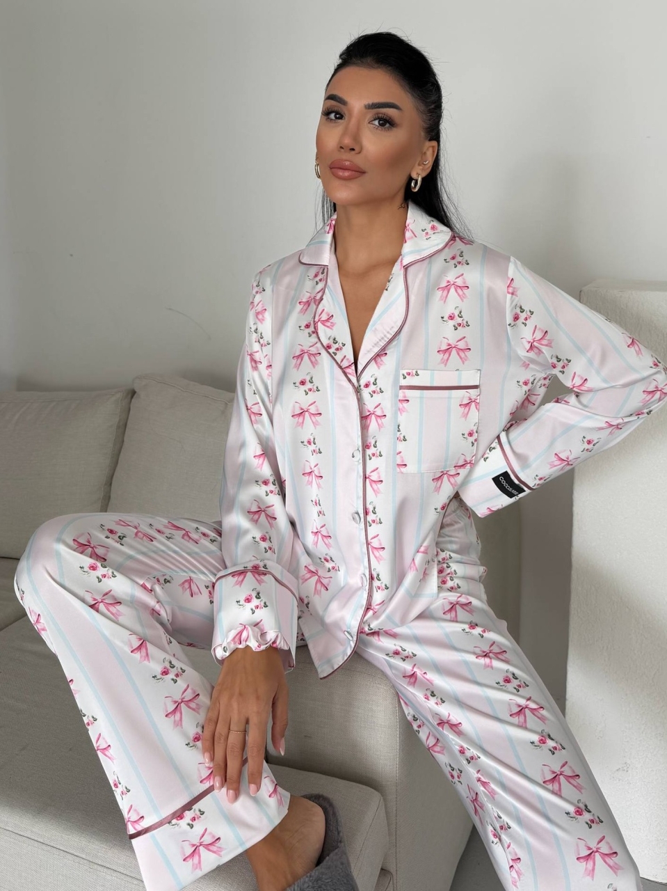 Set Pijama Dama 2 Piese Delis Alb/Roz - imagine 5