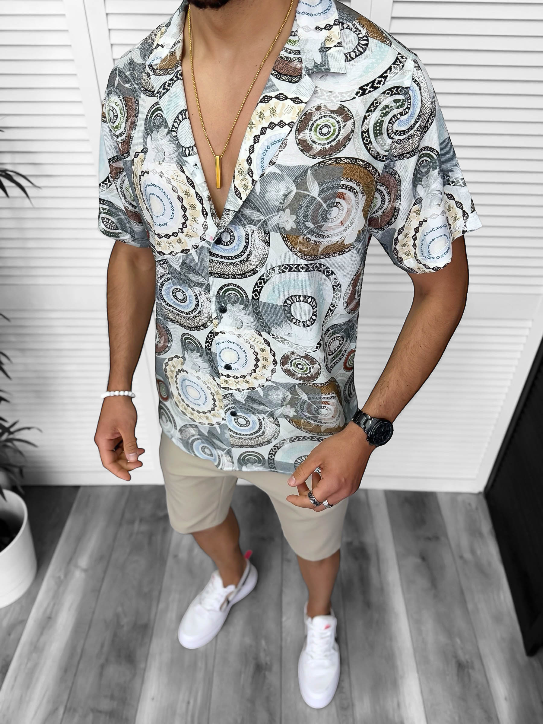 Camasă Bărbați Premium Slim Fit cu Imprimeu