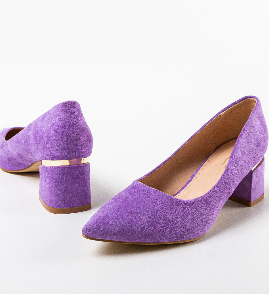 Pantofi Brandy Mov Eleganți cu Toc - imagine 7