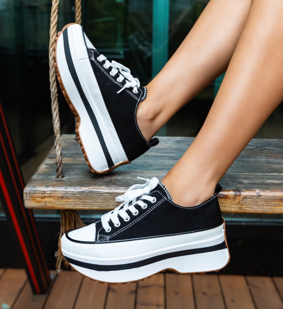 Sneakers Dama Marble Negri | Confort si Stil - imagine 3