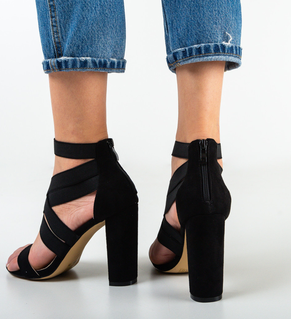 Sandale Iaroll Negre Elegante cu Toc - imagine 3