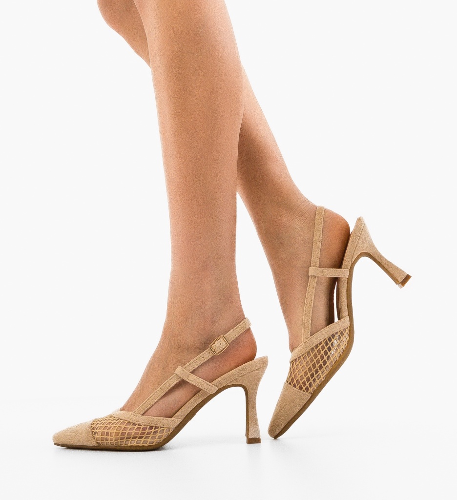 Pantofi Dama Felix Khaki Eleganți cu Toc - imagine 3