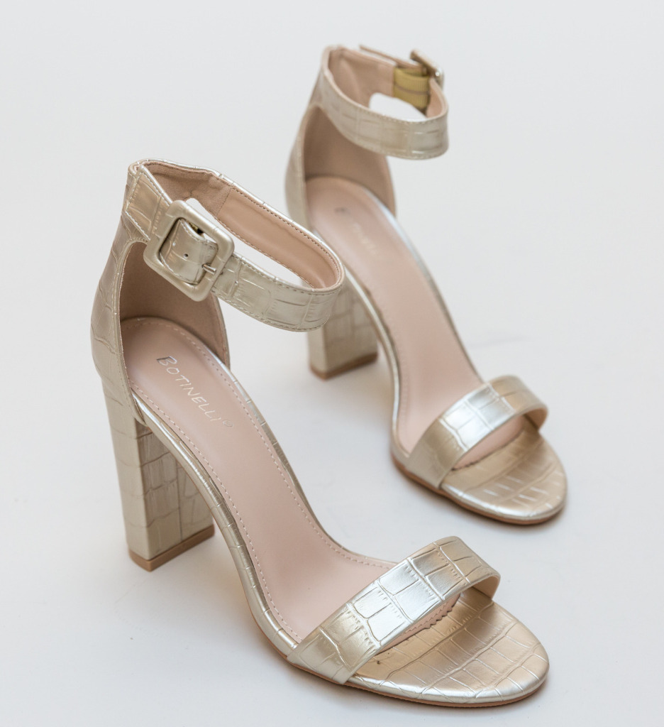 Sandale Rowan Aurii cu Toc Elegante | Stil Refined - imagine 6