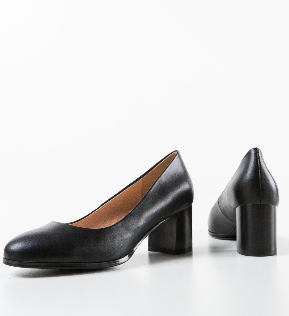 Pantofi dama Mined Negri eleganți cu toc - imagine 6