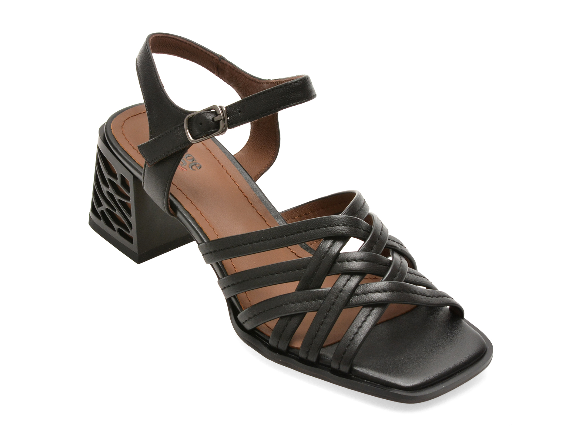 Sandale IMAGE Negre din Piele Naturală | A515