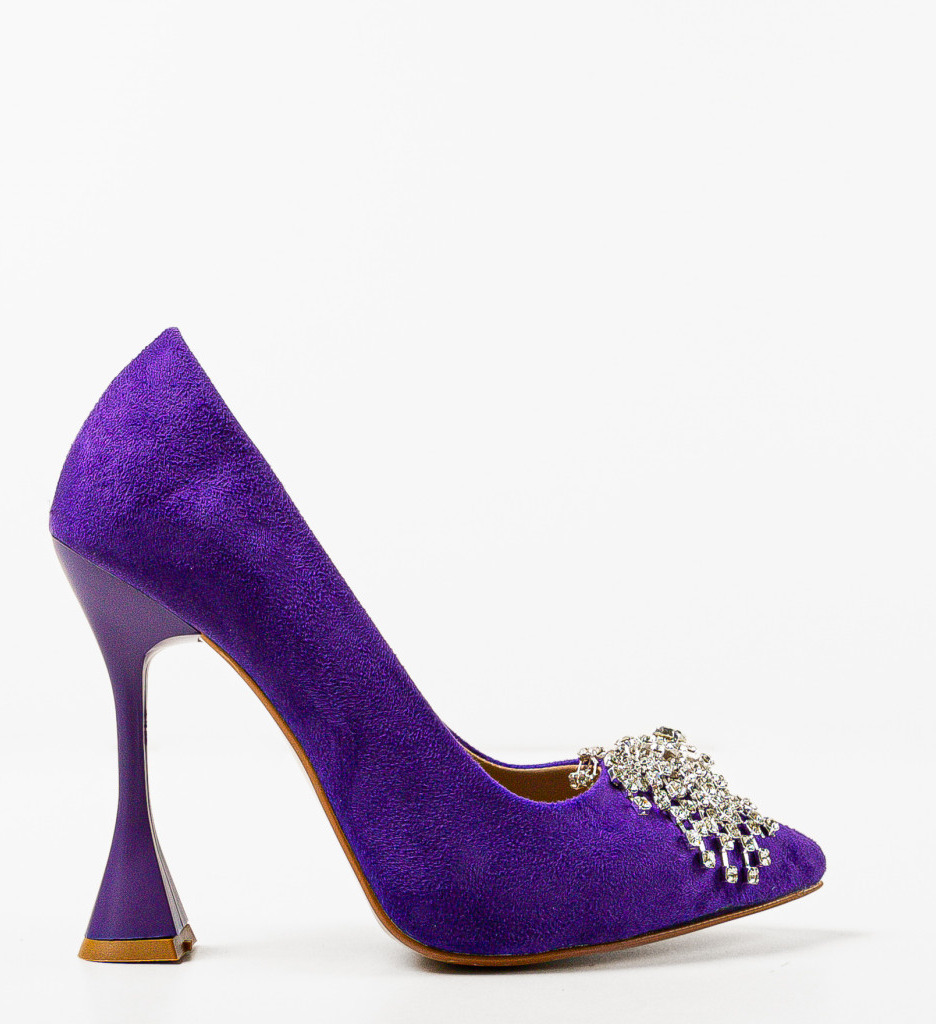 Pantofi Yerer Mov cu Toc Eleganți - imagine 4