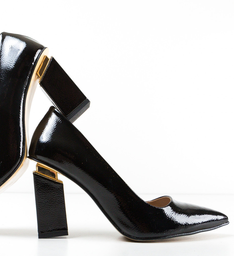 Pantofi Burjoa Negri Eleganți cu Toc - imagine 6