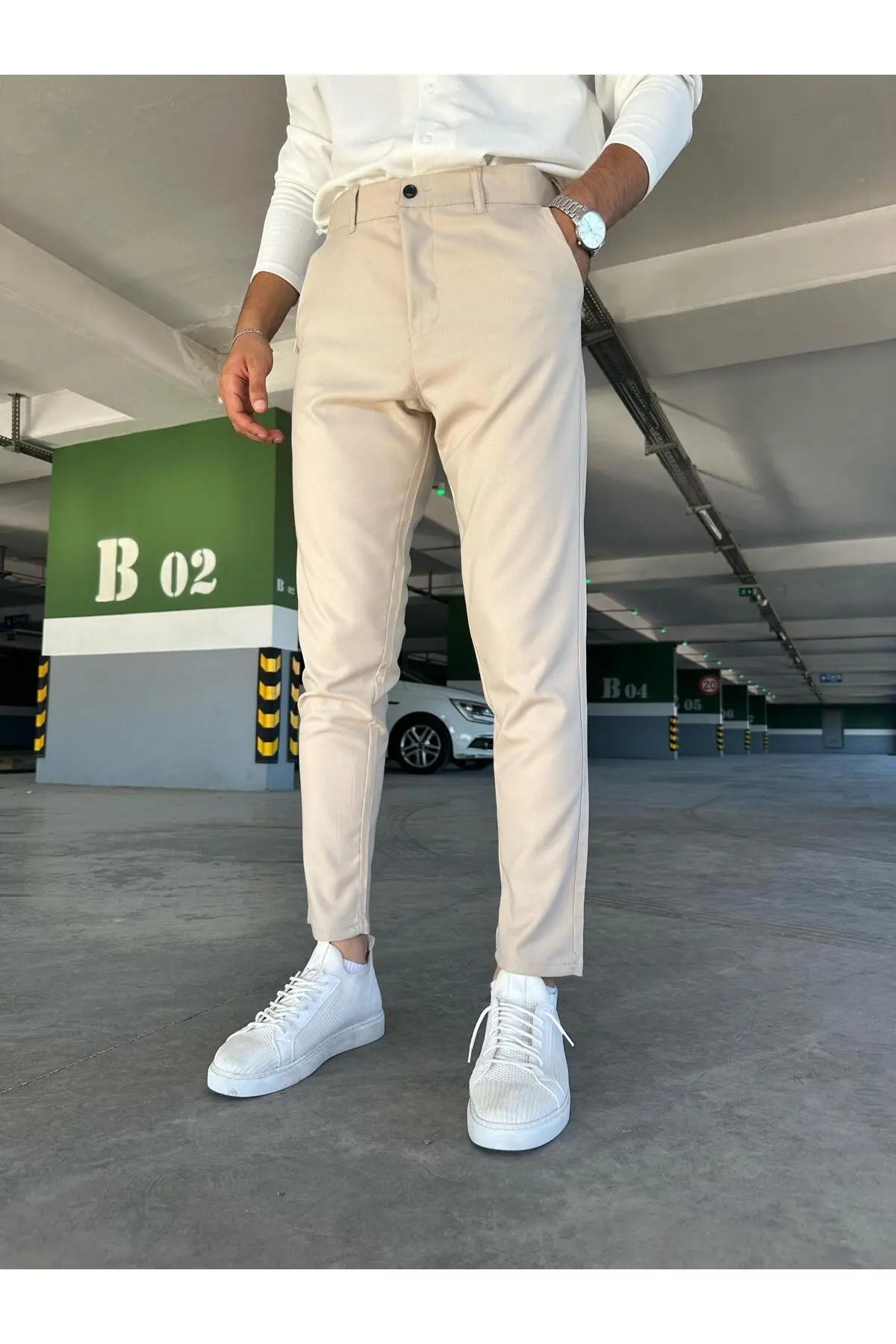 Pantaloni barbati casual bej C001
