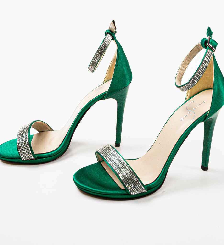 Pantofi Dama Cincil Verzi - Sandale cu Toc Elegante - imagine 4