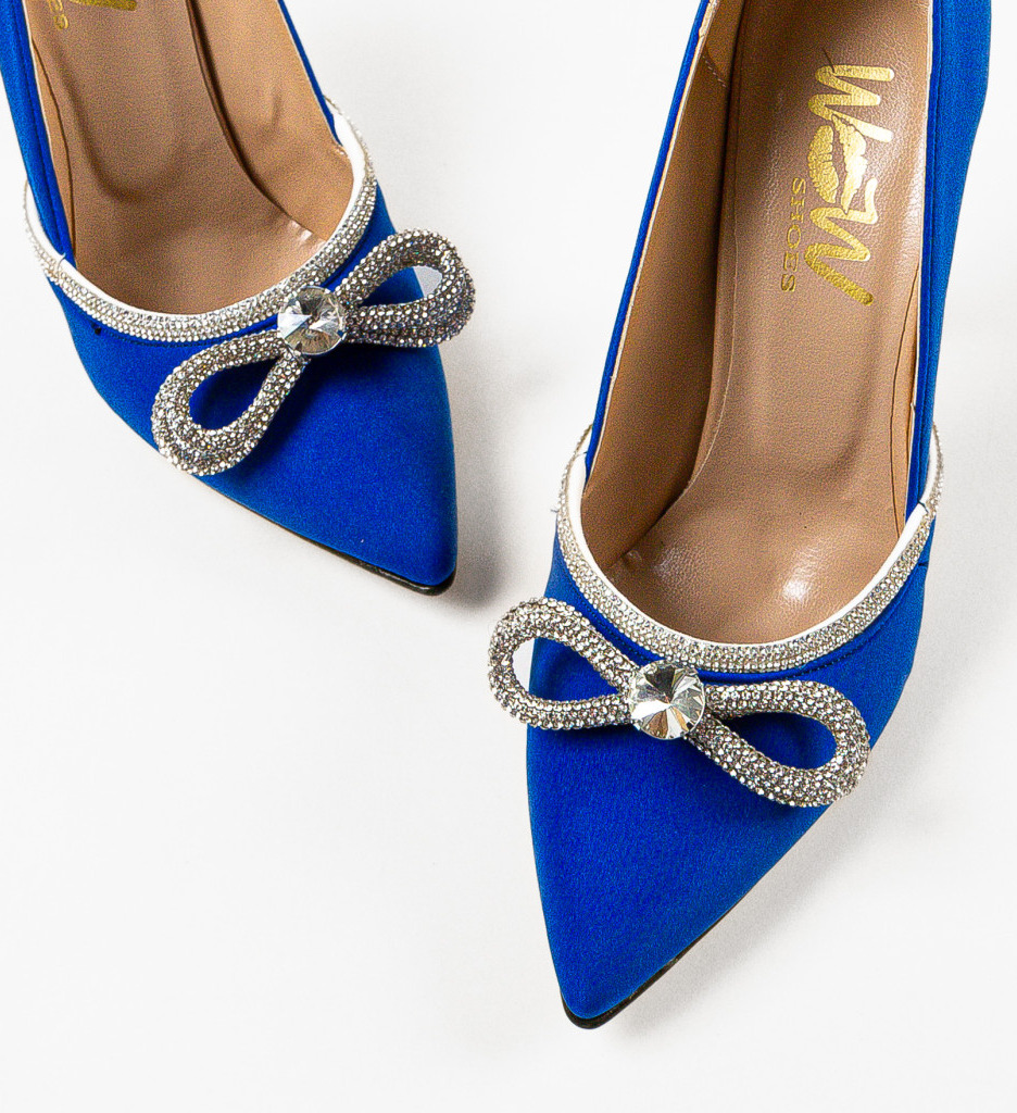 Pantofi dama Risgan albastri cu toc elegant - imagine 6