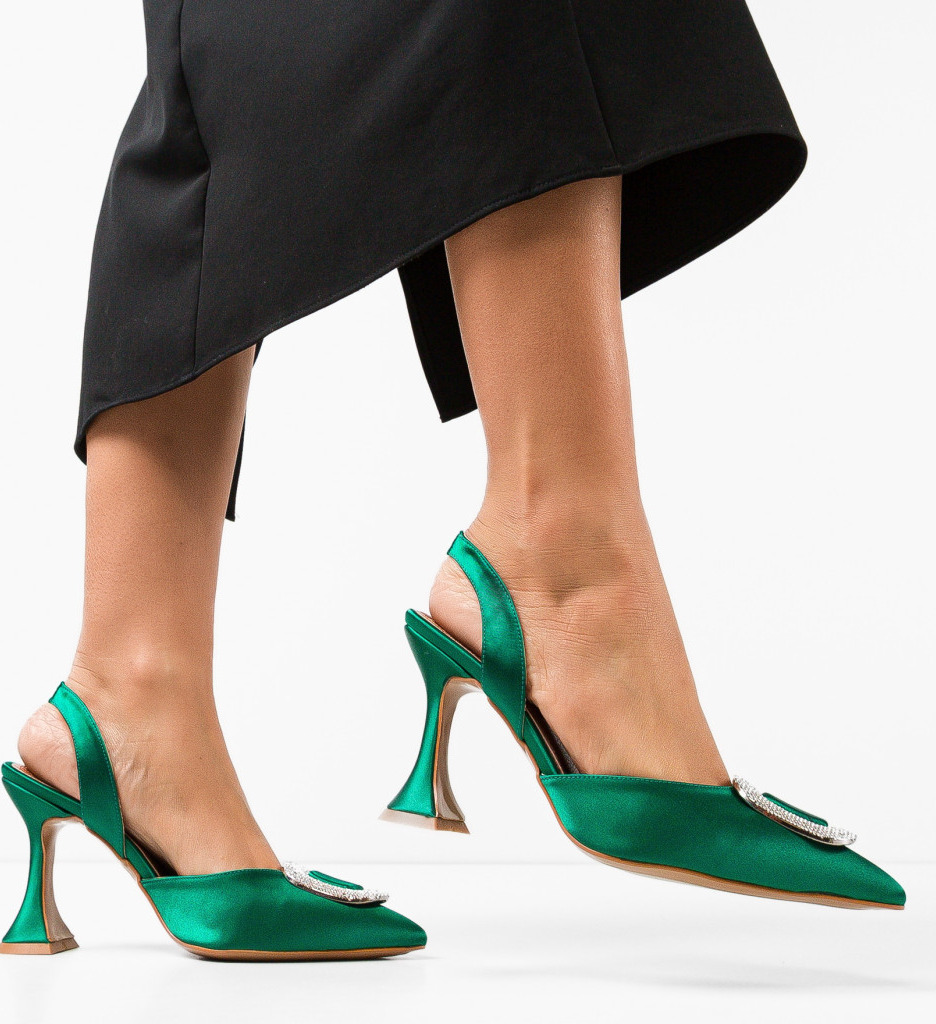 Pantofi Dama Verzi cu Toc | Eleganță Royal - imagine 3