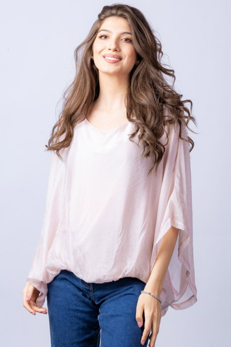 Bluza Roz Diafan Mătase Shopika | Eleganță și Confort