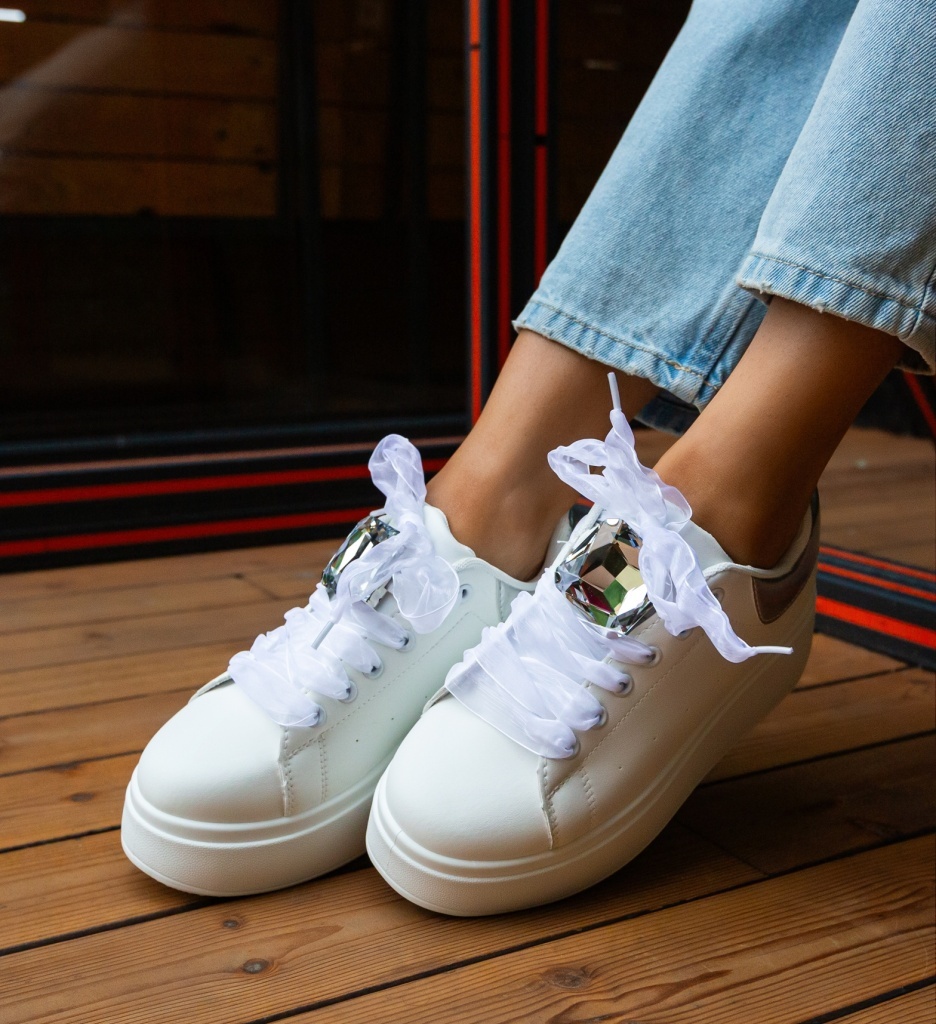 Sneakers Dama Rhiann Argintii - Confort Modern - imagine 3