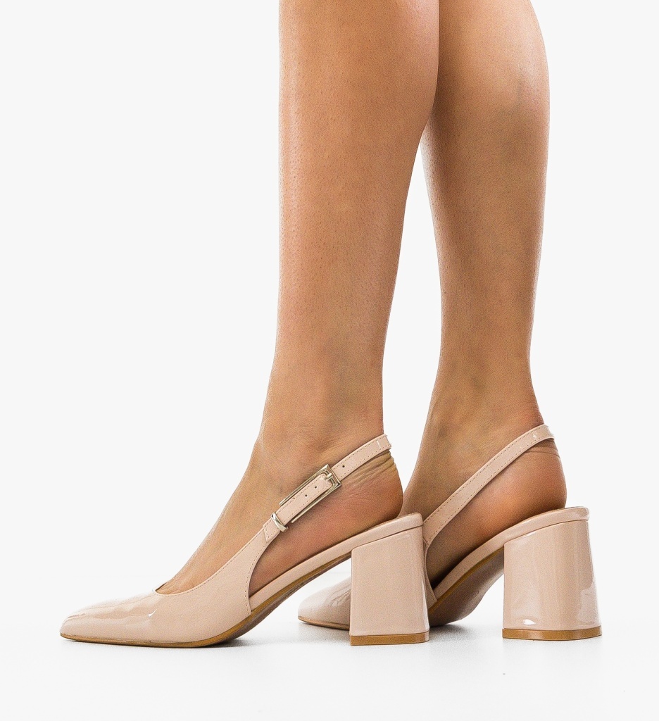 Pantofi dama Kan Bej eleganți cu toc - imagine 7