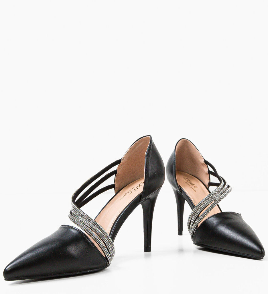 Pantofi dama Pratima Negri eleganți cu toc - imagine 4