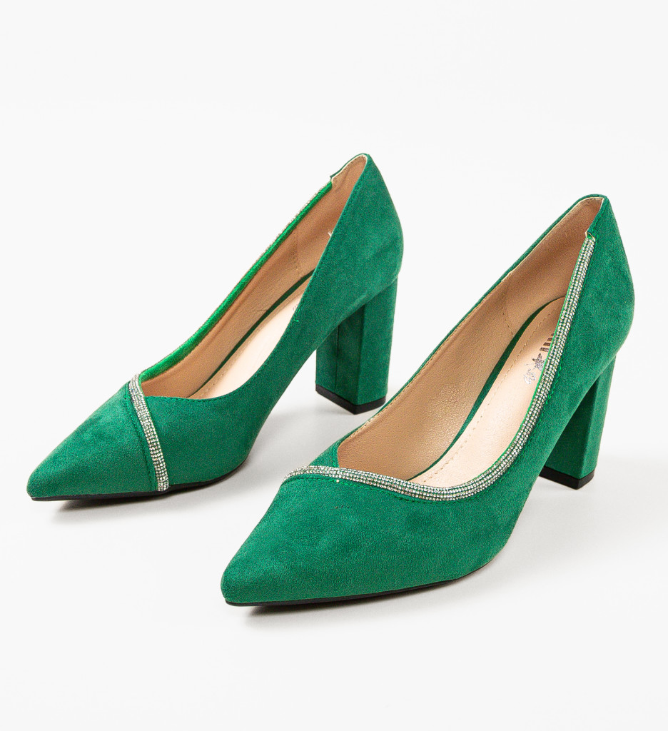 Pantofi Bavalka Verzi cu Toc Elegant - imagine 5