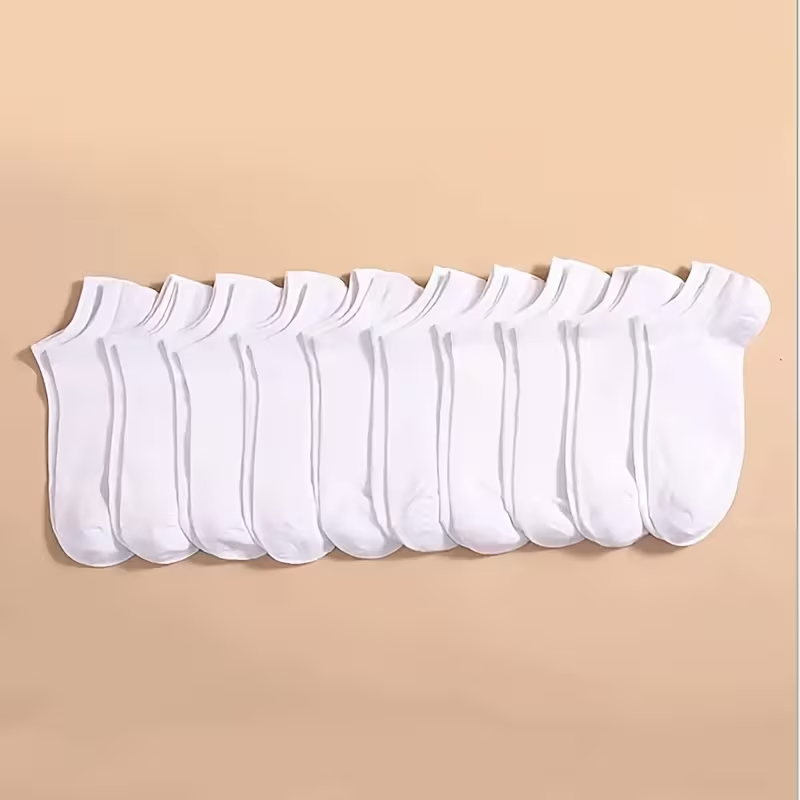 Set 10 sosete albe scurte bumbac