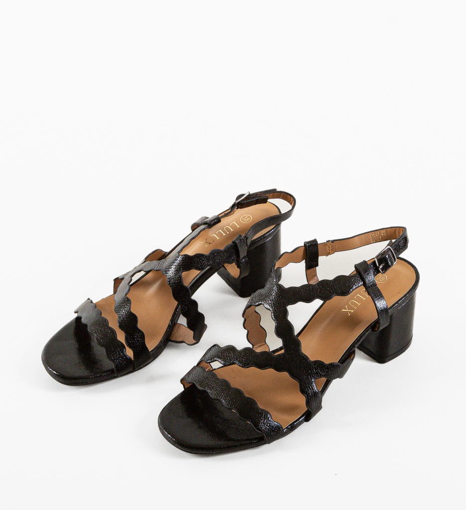 Sandale Azura Negre cu Toc Elegante - imagine 7