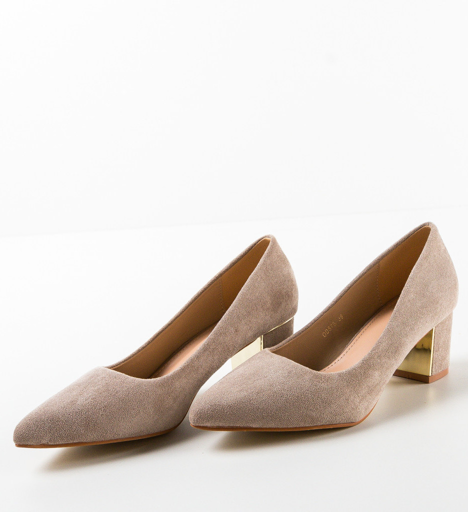 Pantofi Antoni Khaki Eleganți cu Toc - imagine 5